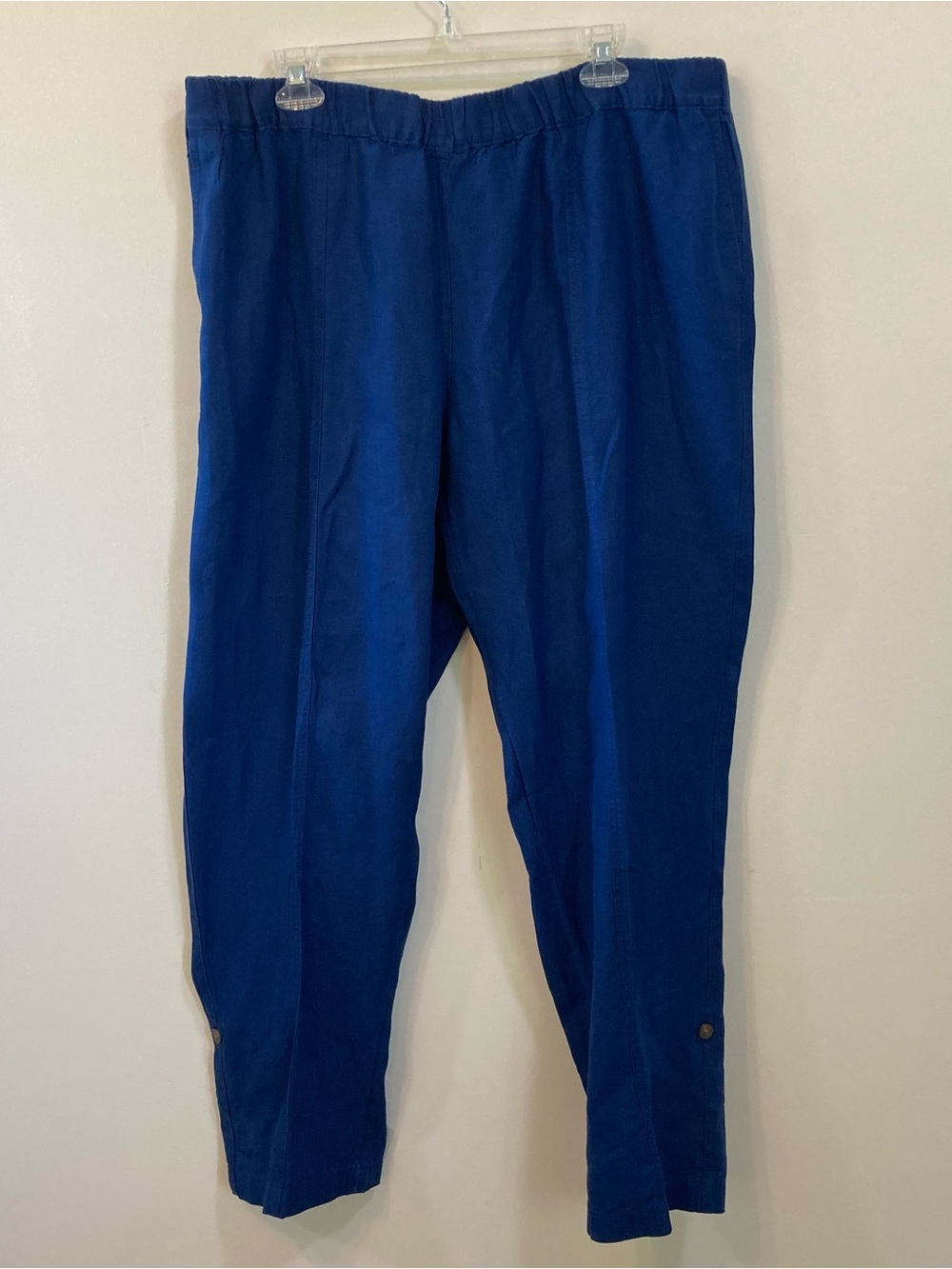J. Jill Love Linen Pull On Womens Pants Sz 2X Blue Pockets Inseam 31"